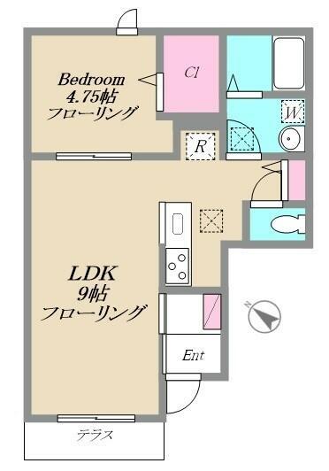 ナーシサス・コート大倉山(1LDK/1階)の間取り写真