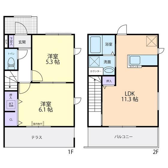 HIGH COURT II(2LDK/1階)の間取り写真
