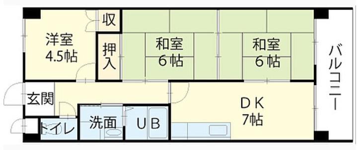 ロイヤルコーポ西明石(3DK/1階)の間取り写真