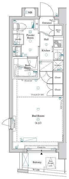 ARKMARK石川台(1K/2階)の間取り写真
