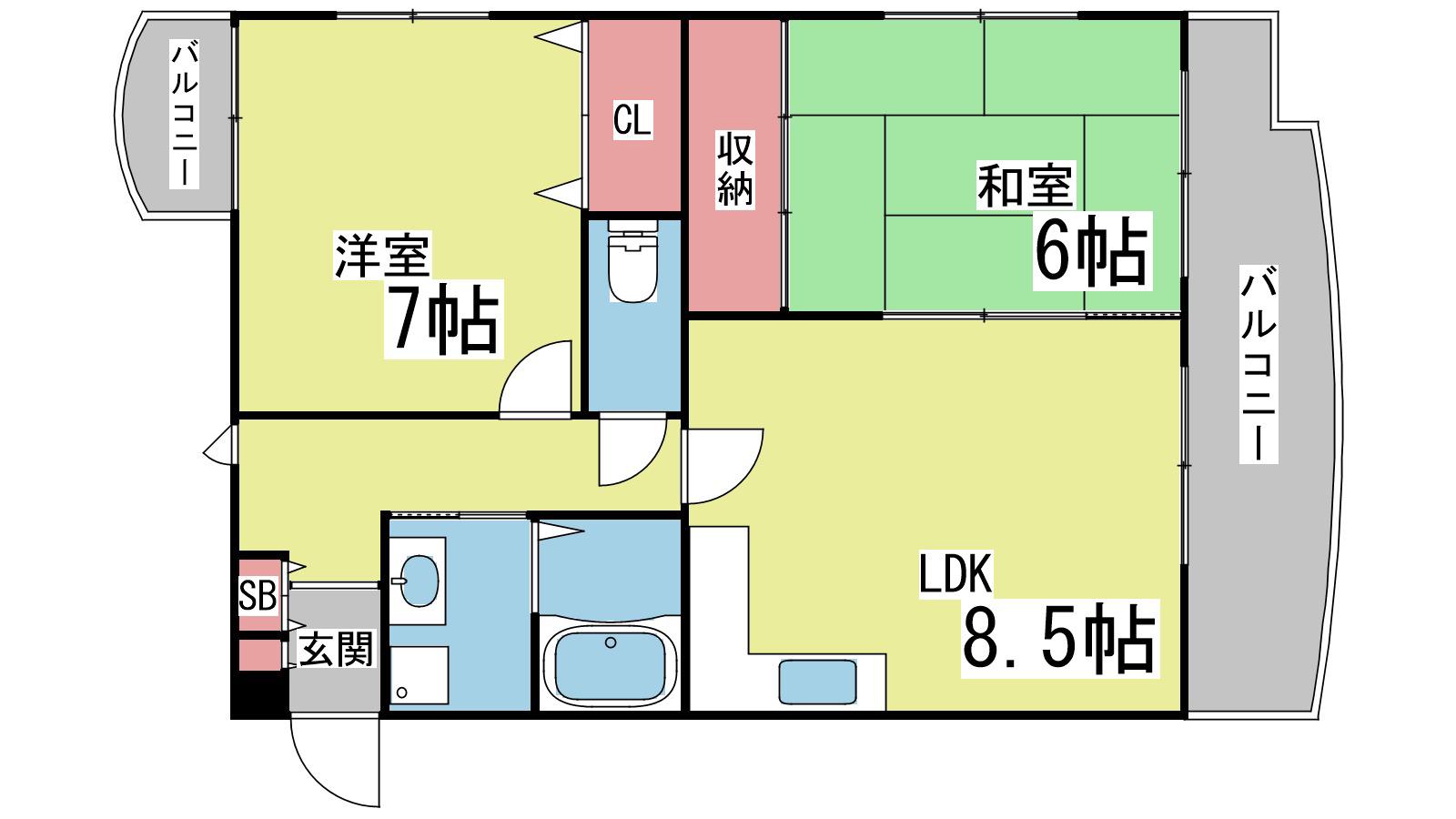 ビエント六甲II(2LDK/2階)の間取り写真