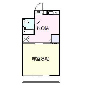 フレンドポート十日市場(1K/2階)の間取り写真