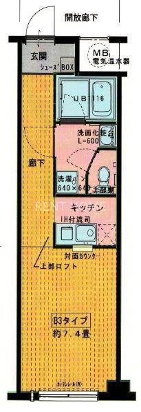 グランディエビス(1K/3階)の間取り写真