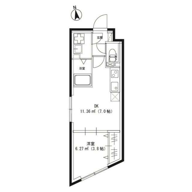 CREAL三軒茶屋(1DK/2階)の間取り写真