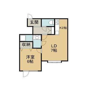 ベラカーサ新発寒(1LDK/1階)の間取り写真
