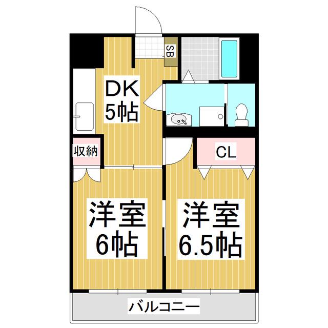 松原マンション(2DK/4階)の間取り写真