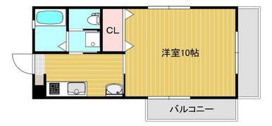 マンションシャルムA(1K/2階)の間取り写真