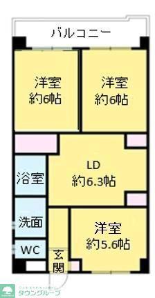 サンパーク三園(3DK/1階)の間取り写真