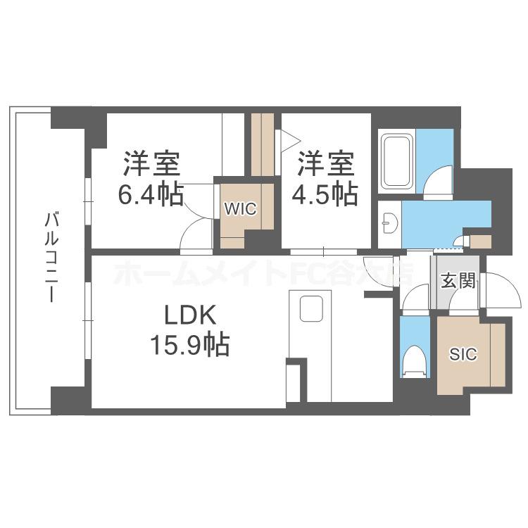 リビエナ グラン 新梅田(2LDK/4階)の間取り写真