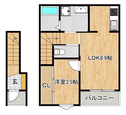 メゾングレイス上津(1LDK/1階)の間取り写真