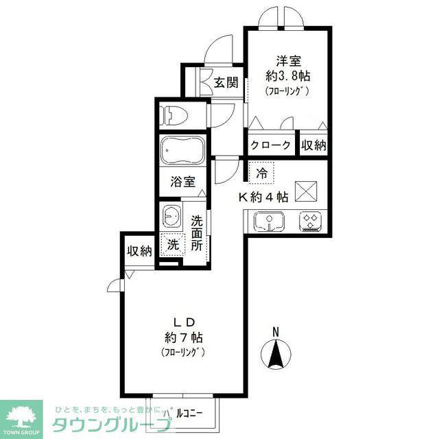 クレール国立(1LDK/1階)の間取り写真