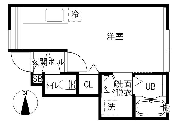 HELENE日の出(ワンルーム/1階)の間取り写真