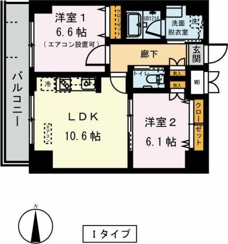 ドムス常盤(2LDK/8階)の間取り写真