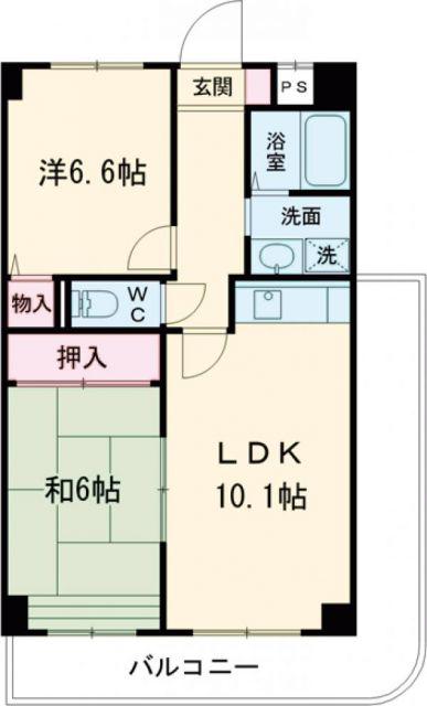 ウエストポート(2LDK/3階)の間取り写真