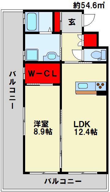 BAY SIDE ASANO(1LDK/4階)の間取り写真