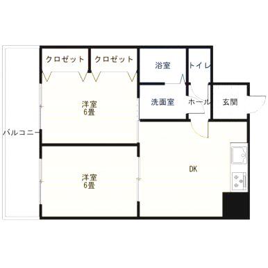 シャルム中島(2DK/7階)の間取り写真