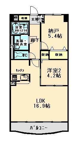 イストワール城西(2LDK/3階)の間取り写真