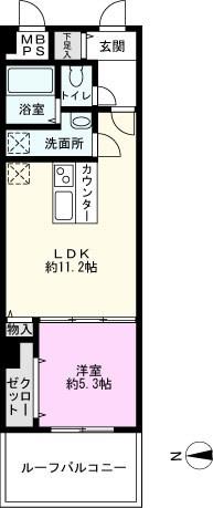 ブラックパイン(1LDK/3階)の間取り写真