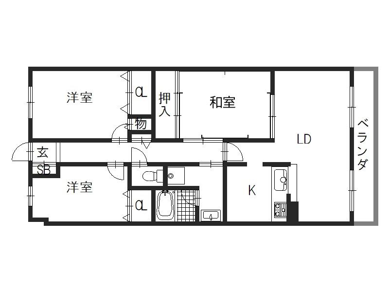 ユニハイム喜連(3LDK/2階)の間取り写真