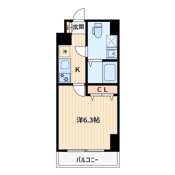 ドゥーエ蕨(1K/2階)の間取り写真
