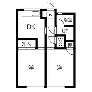 アクア大垣(2DK/2階)の間取り写真