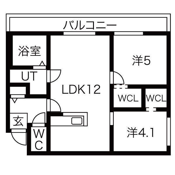 NOBLE HILL 南郷通(2LDK/2階)の間取り写真