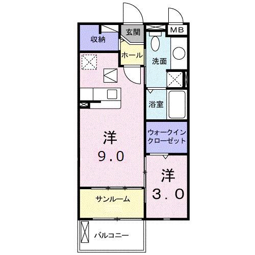 サニーヒルズ岡台II(1LDK/1階)の間取り写真