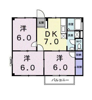 ドミールパル(3DK/2階)の間取り写真