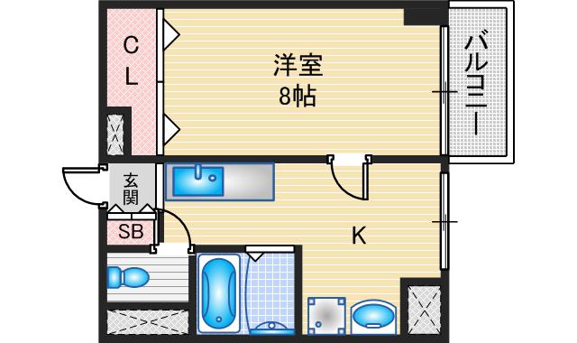 イーズ南春日丘(1K/4階)の間取り写真