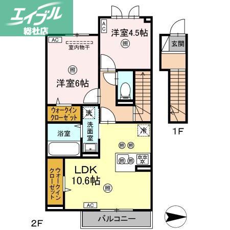 エトワリア(2LDK/2階)の間取り写真