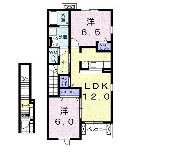 プリエールC(2LDK/2階)の間取り写真