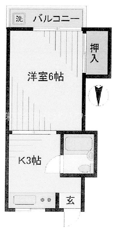 サーラ弥生(1K/3階)の間取り写真