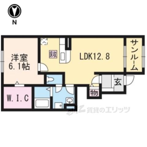 グランツTOWA2(1LDK/1階)の間取り写真