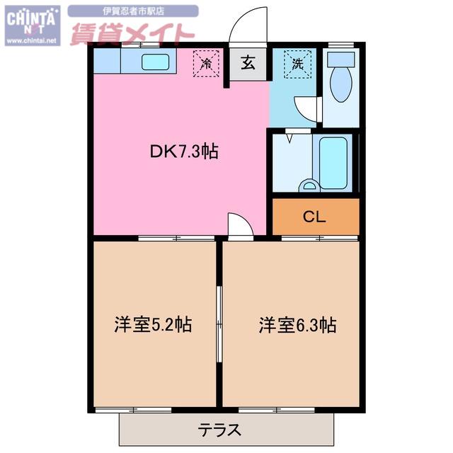 スポーツガーデンハイツ(2DK/1階)の間取り写真