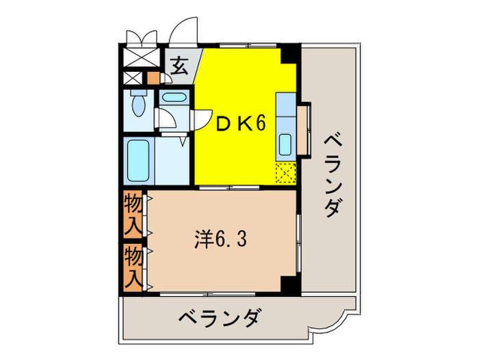 アクシスコート魚崎(1DK/4階)の間取り写真