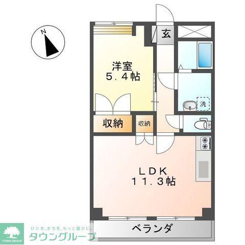 ラベンダー湘南(1LDK/2階)の間取り写真