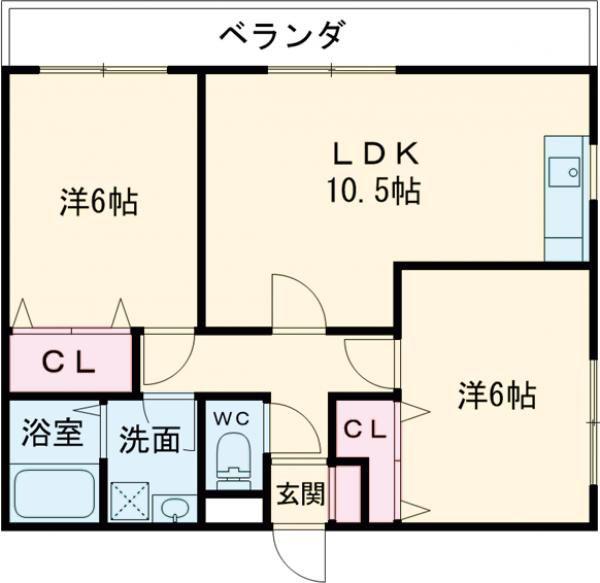 レレーヴアクア(2LDK/4階)の間取り写真