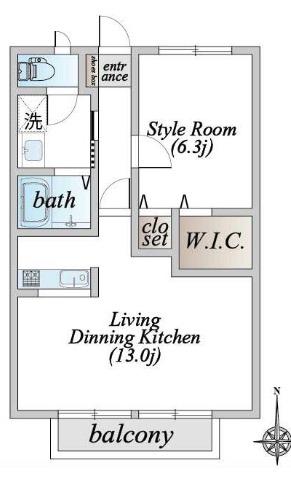 サンピュア―C棟(1LDK/2階)の間取り写真