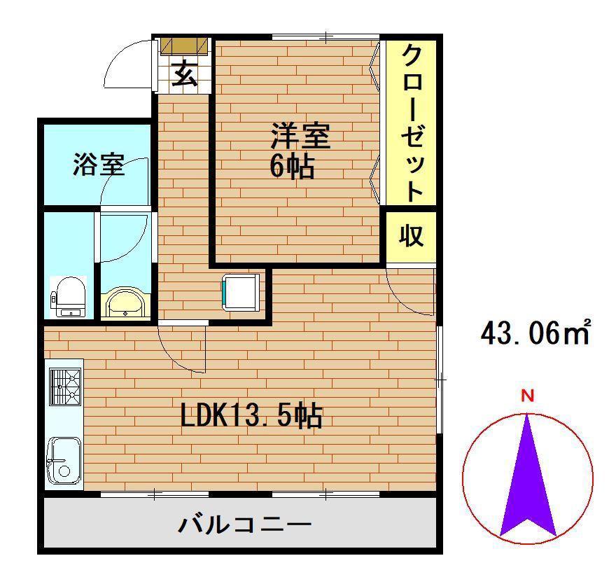 第1仲村マンション(1LDK/2階)の間取り写真