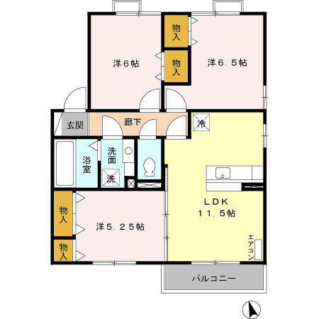 リビングタウン犬塚A(3LDK/2階)の間取り写真