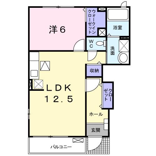 アベニールB(1LDK/1階)の間取り写真