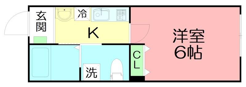 AMBITION広野台(1K/2階)の間取り写真