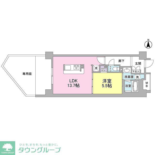 アンビエンテ経堂(1LDK/1階)の間取り写真