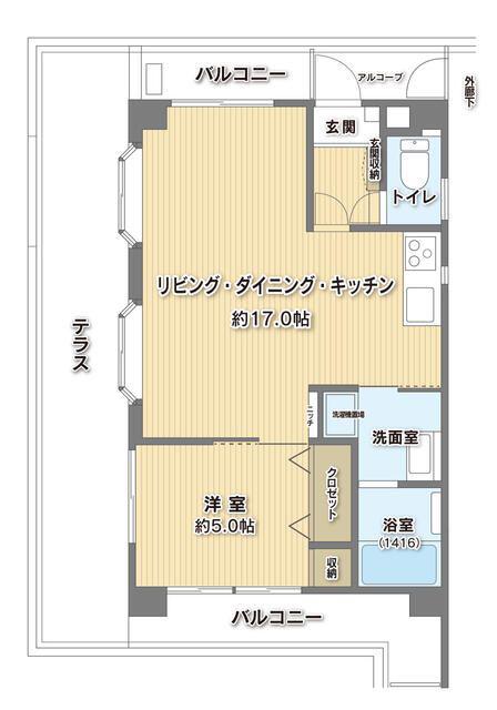 ダイアパレス中新町第2(1LDK/8階)の間取り写真