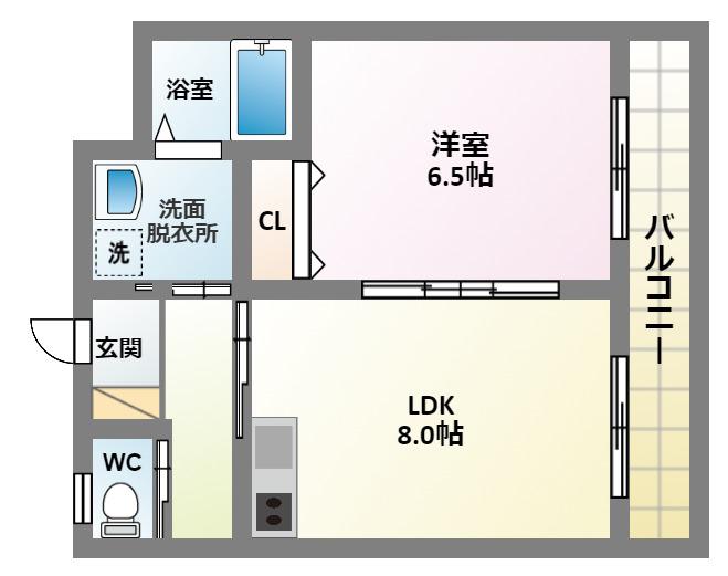 ヴィーブル中野(1LDK/6階)の間取り写真