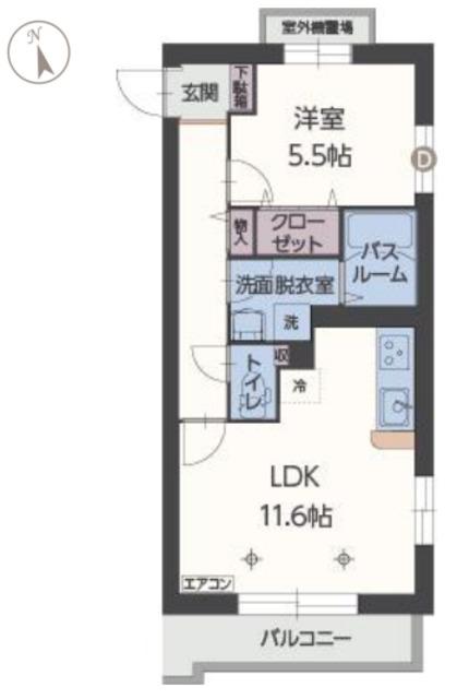 ザ・ハウス3(1LDK/3階)の間取り写真