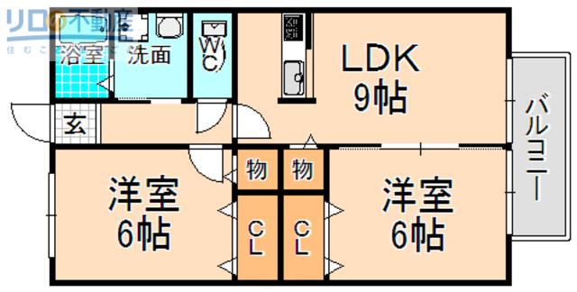 センチュリオン野間(2LDK/2階)の間取り写真