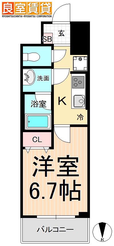 ラ・プレス新栄(1K/6階)の間取り写真