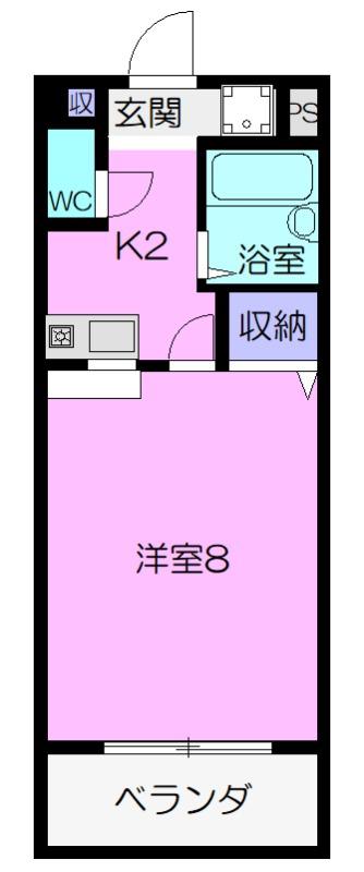 グランデュール46(1K/2階)の間取り写真