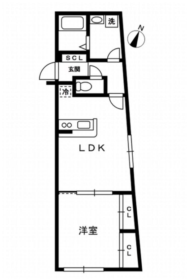 ザ・パーククロス千歳烏山(1LDK/2階)の間取り写真